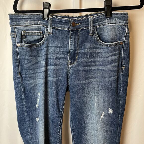 Judy Blue Jeans Women’s Sz 32x27 Relaxed Fit Stretch Denim Blue Distressed - Picture 5 of 6